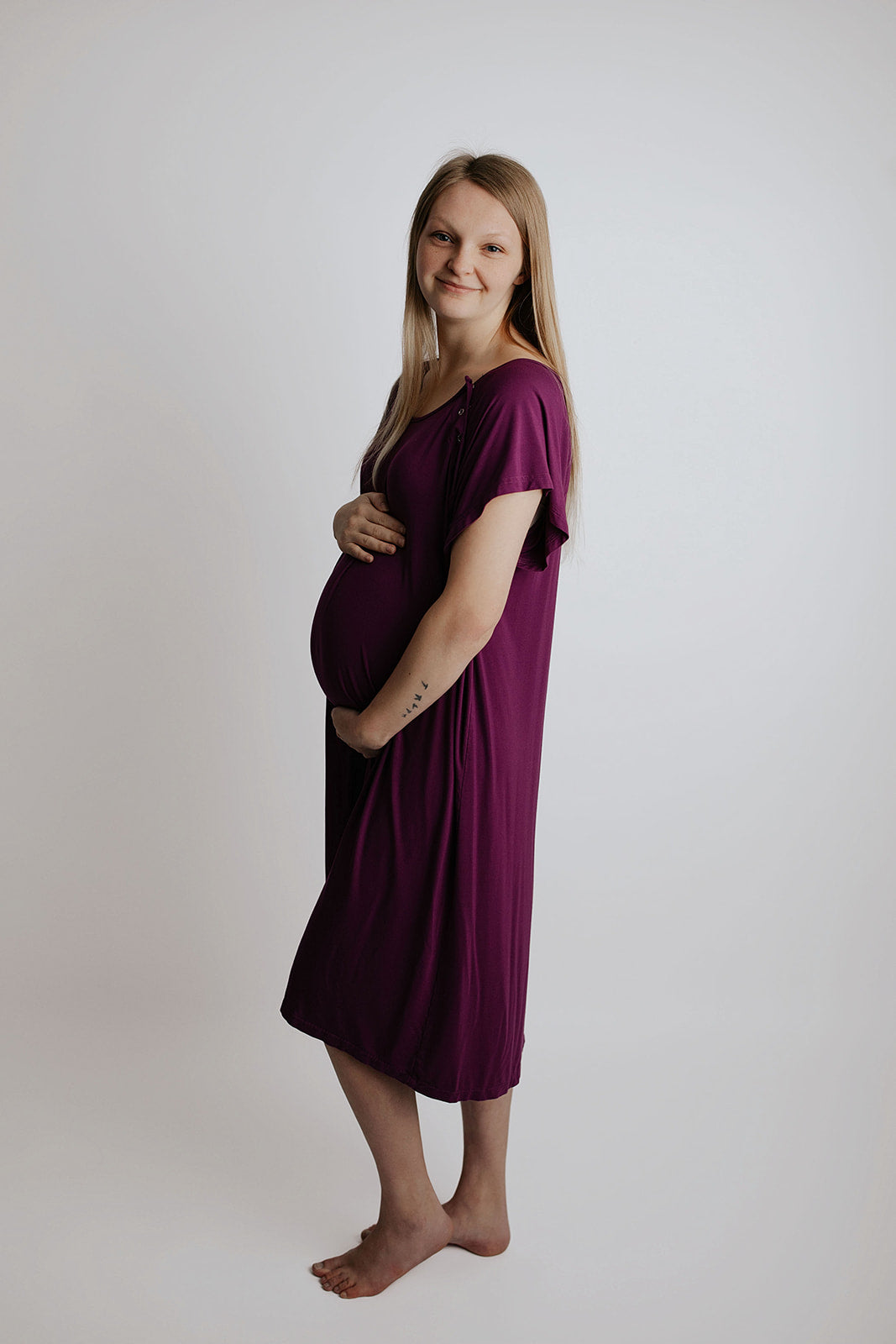 Plus Size Plum Mommy Labor and Delivery Nursing Hospital Gown