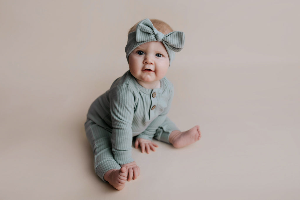 Robbins Egg Baby Ribbed Playsuit with pockets