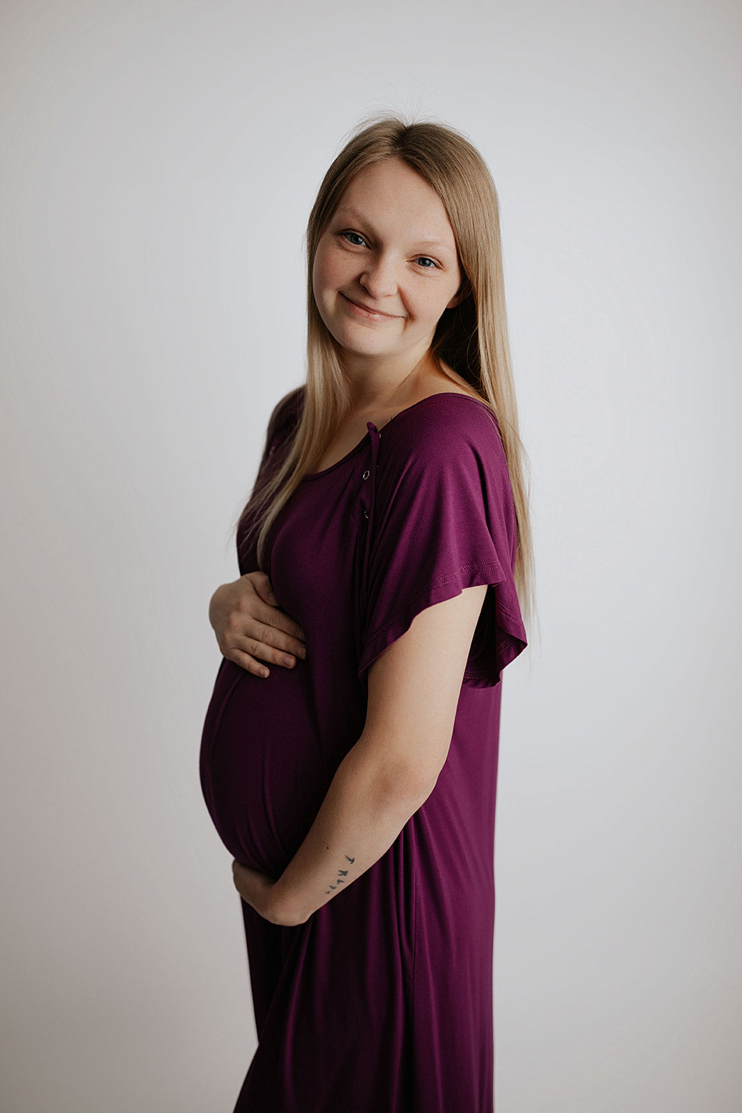 Plus Size Plum Mommy Labor and Delivery Nursing Hospital Gown