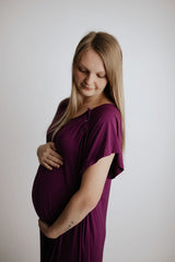 Plus Size Plum Mommy Labor and Delivery Nursing Hospital Gown