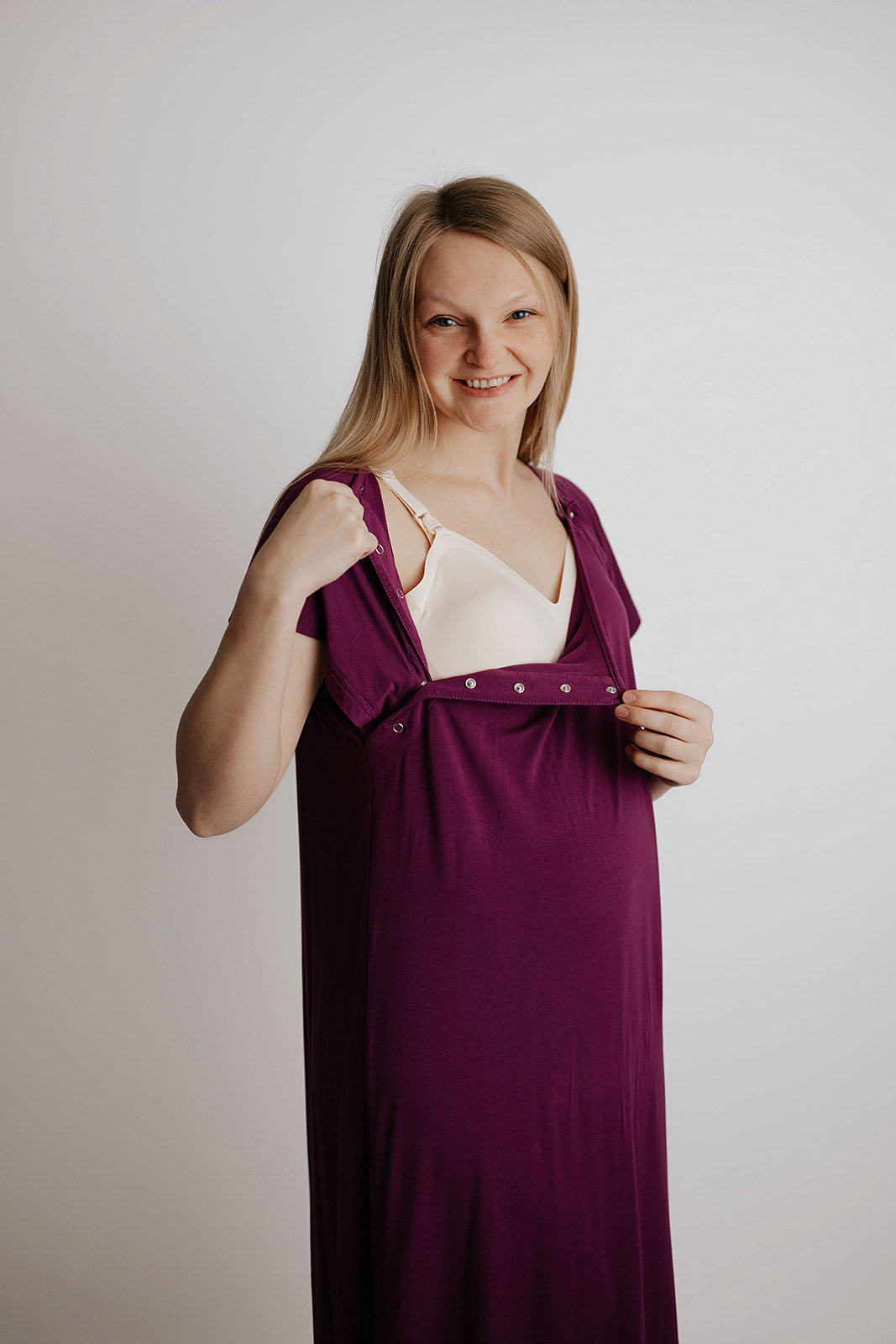Plus Size Plum Mommy Labor and Delivery Nursing Hospital Gown