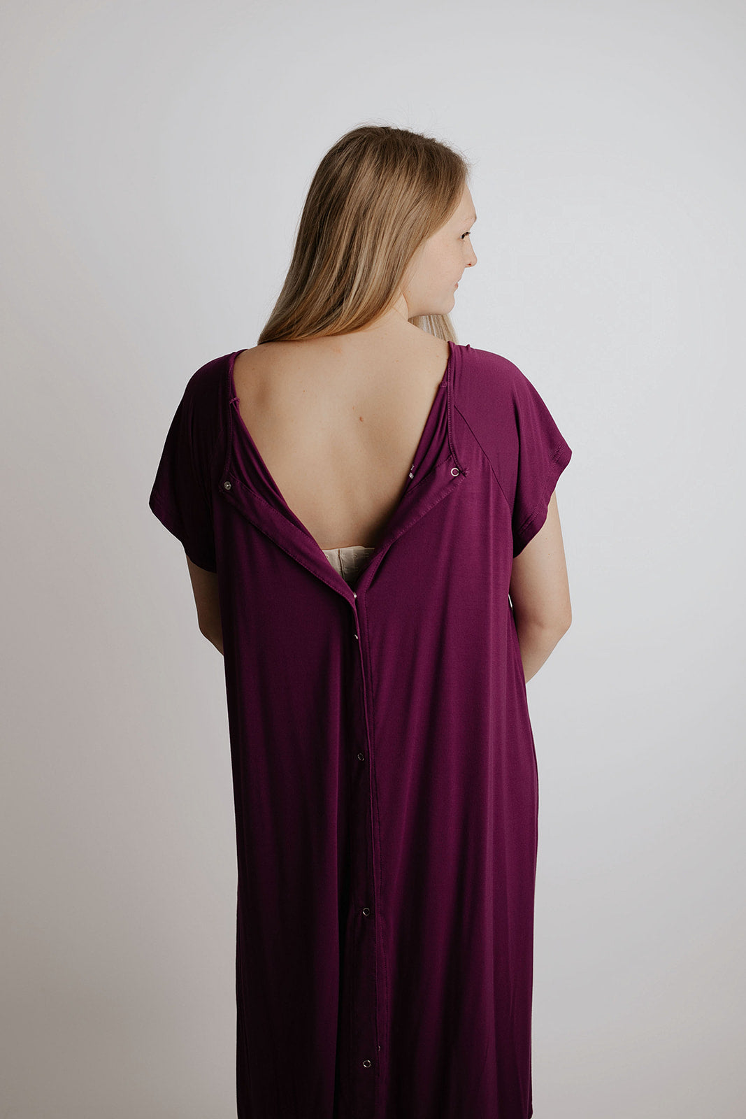 Plus Size Plum Mommy Labor and Delivery Nursing Hospital Gown