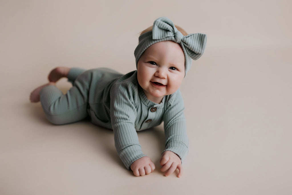 Robbins Egg Baby Ribbed Playsuit with pockets