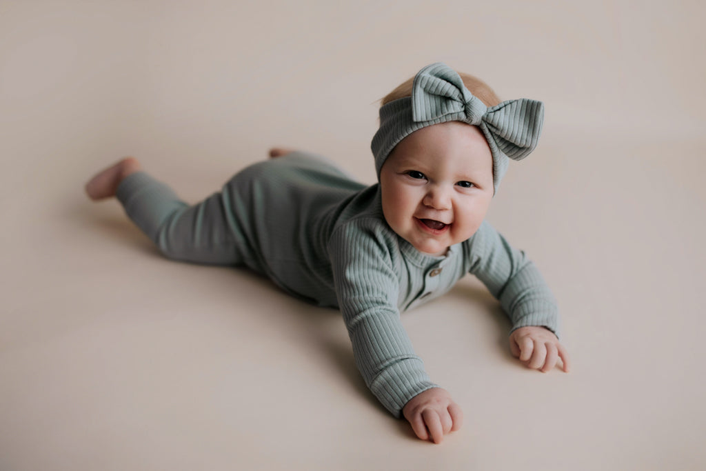 Robbins Egg Baby Ribbed Playsuit with pockets