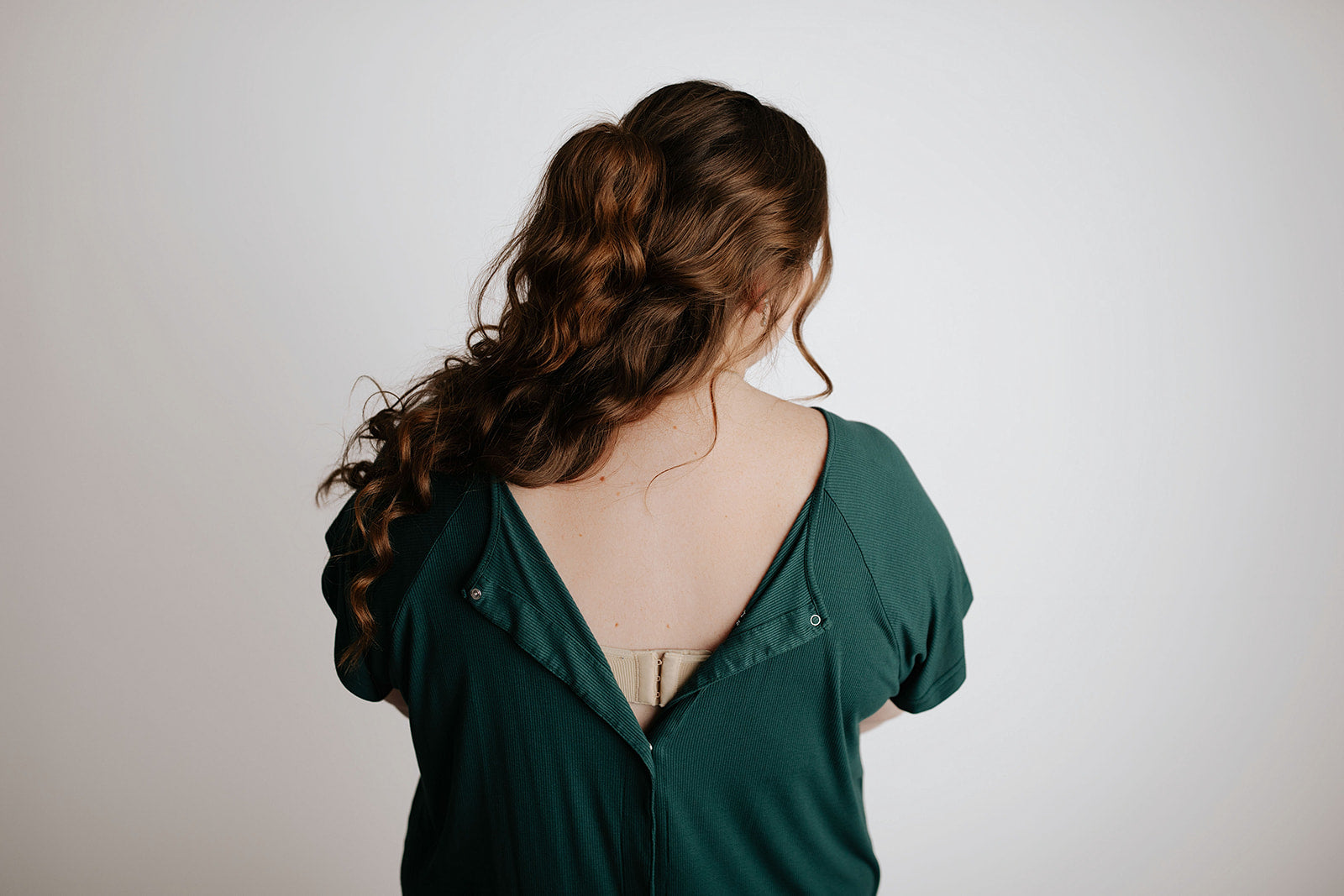 Three Little Tots Plus Size Ribbed Forest Green Labor and Delivery Nursing Gown, supplementary photo