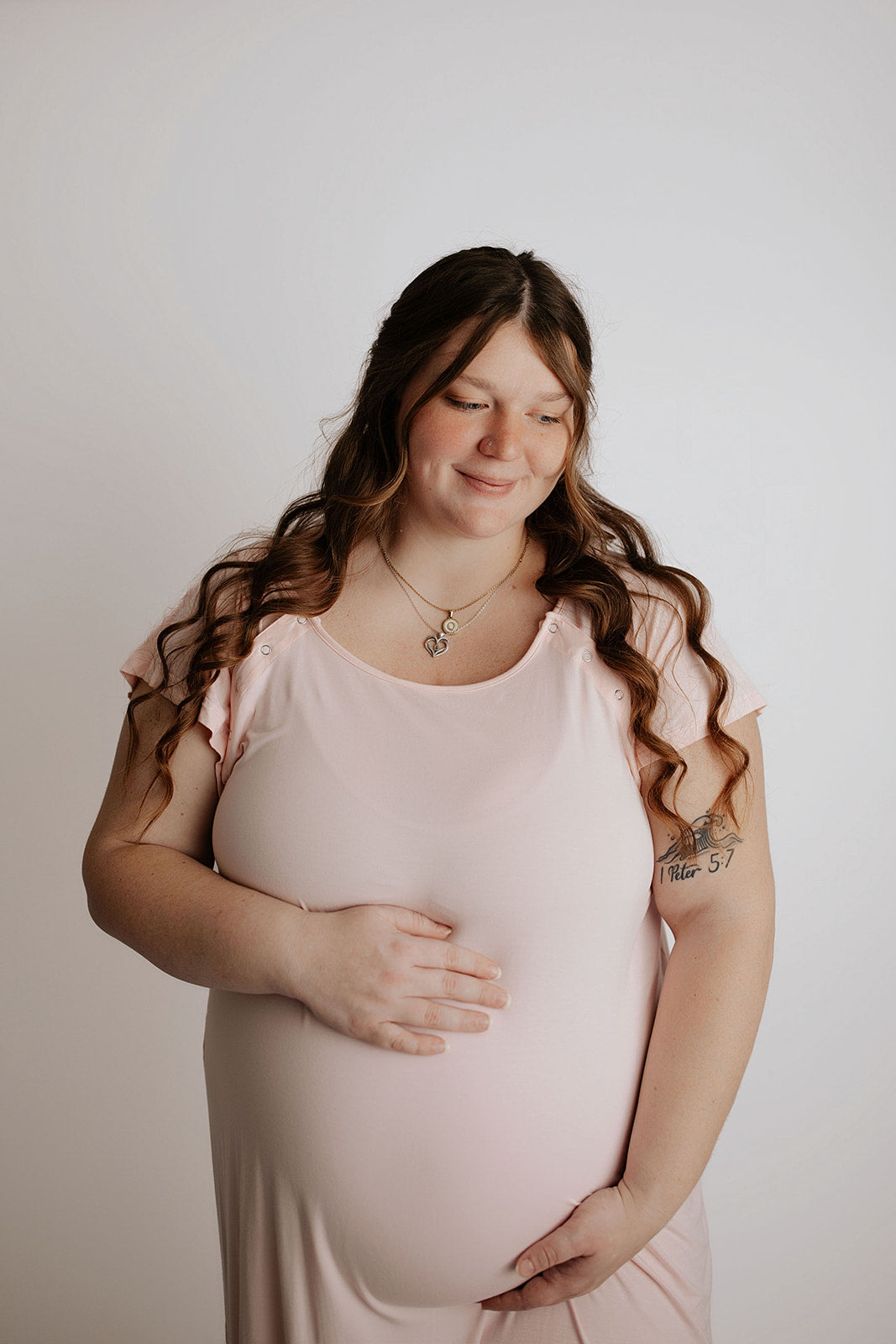 Three Little Tots Plus Size Heavenly Pink Mommy Labor and Delivery Nursing Gown Variants, alternate angle