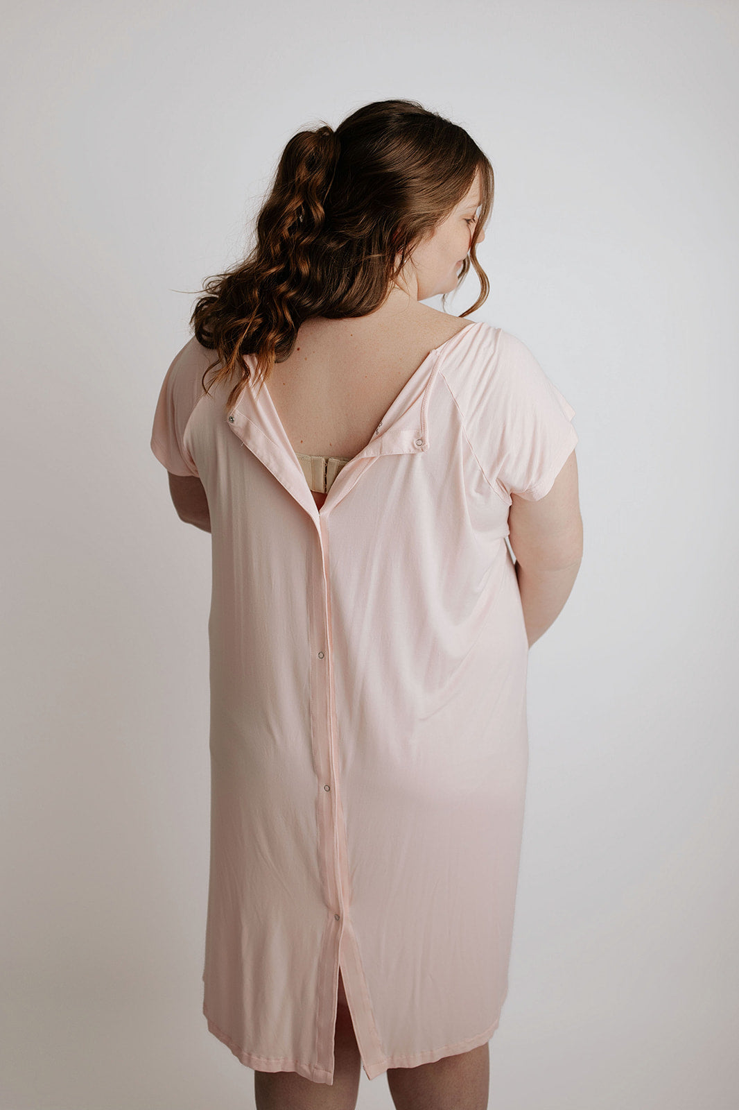 Three Little Tots Plus Size Heavenly Pink Mommy Labor and Delivery Nursing Gown Variants, additional view
