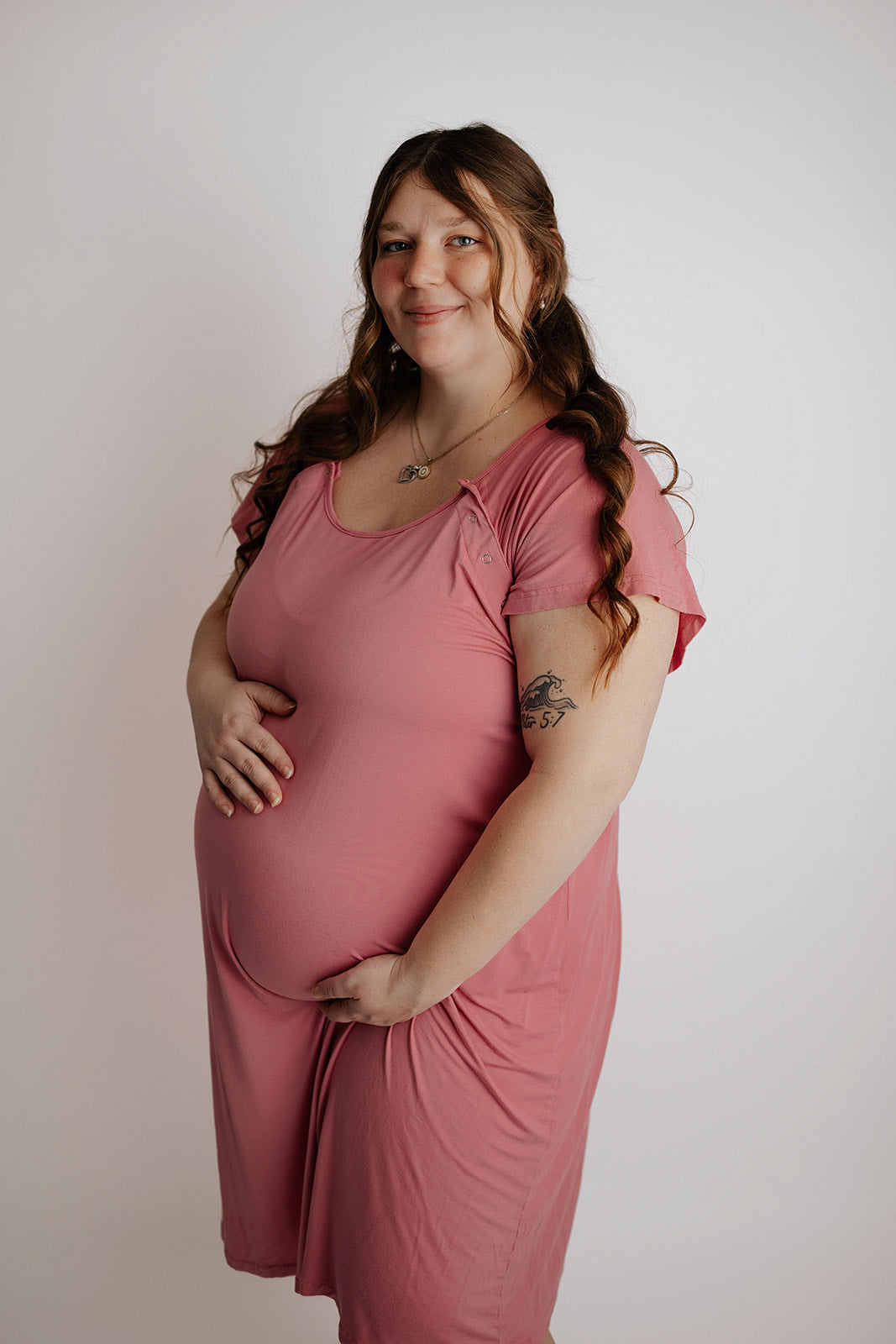 Plus Size Rose Pink Mommy Labor and Delivery Nursing Hospital Gown