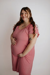 Plus Size Rose Pink Mommy Labor and Delivery Nursing Hospital Gown