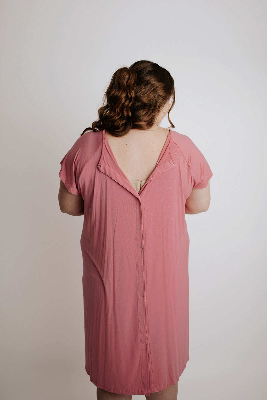 Three Little Tots Plus Size Rose Pink Mommy Labor and Delivery Nursing Hospital Gown, additional view