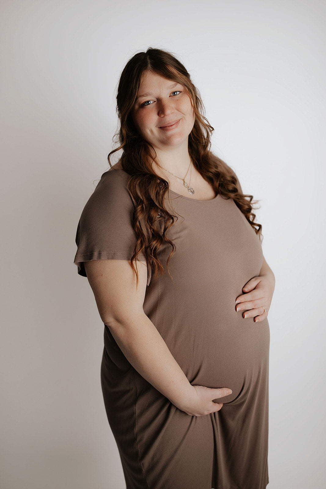 Plus Size Ribbed Cocoa Brown Mommy Labor and Delivery Nursing Hospital Gown
