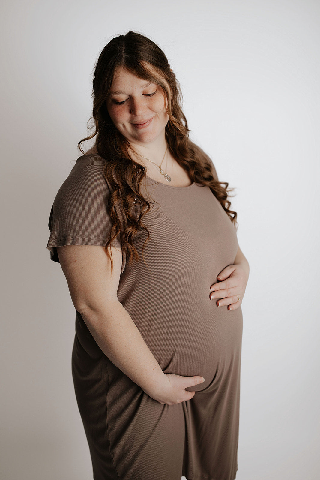 Plus Size Ribbed Cocoa Brown Mommy Labor and Delivery Nursing Hospital Gown