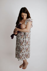 Floral Mommy & Me Matching Labor Gown and Newborn Knotted Baby Gown