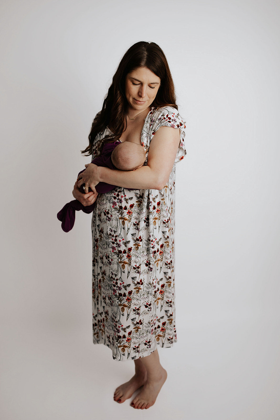 Floral Mommy & Me Matching Labor Gown and Newborn Knotted Baby Gown