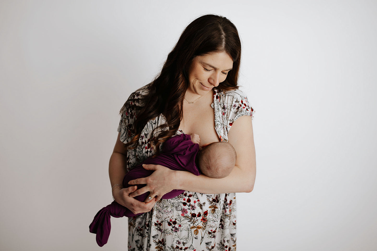 Floral Mommy & Me Matching Labor Gown and Newborn Knotted Baby Gown