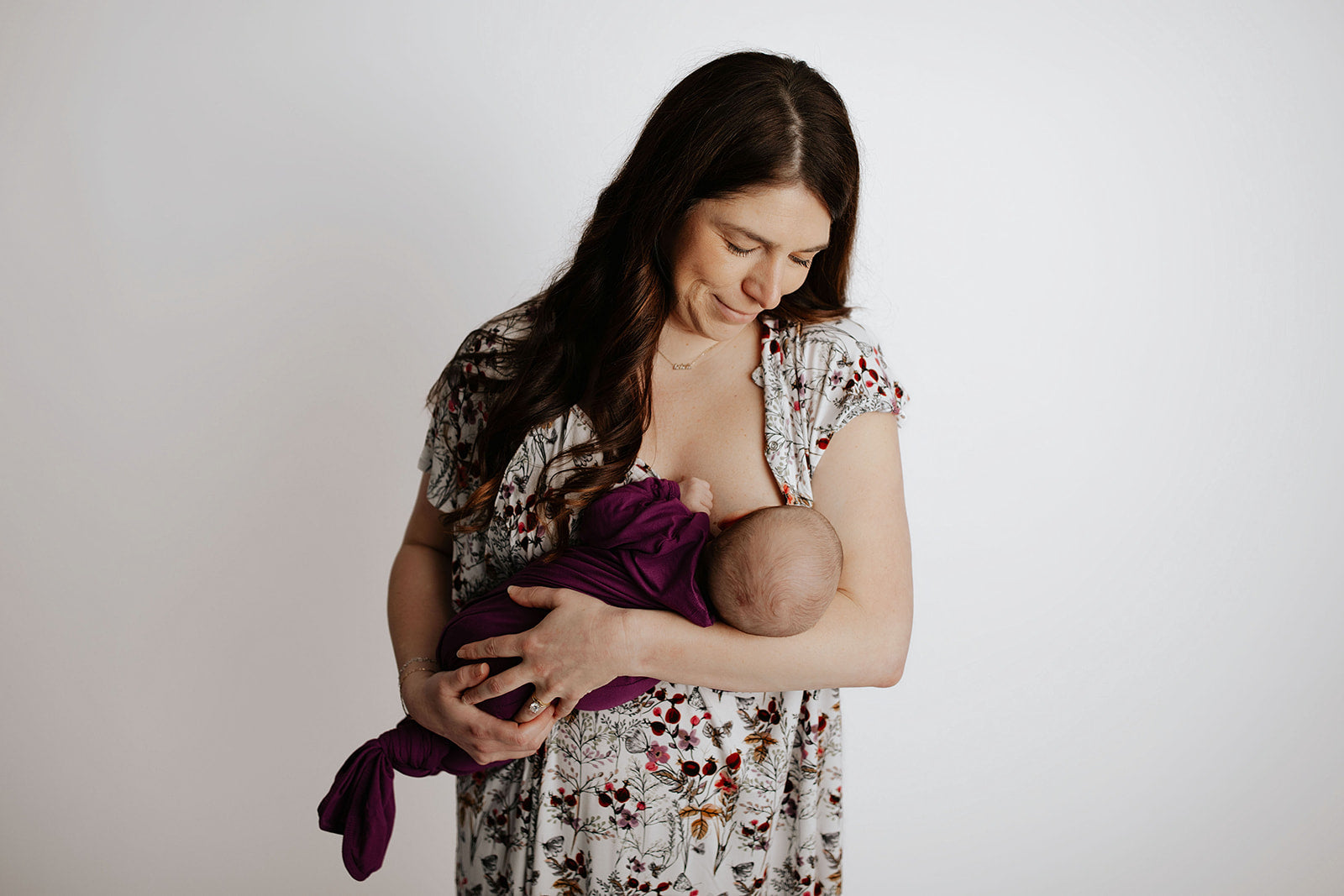 Floral Mommy & Me Matching Labor Gown and Newborn Knotted Baby Gown