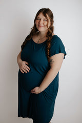 Plus Size Navy Blue Mommy Labor and Delivery Nursing Hospital Gown
