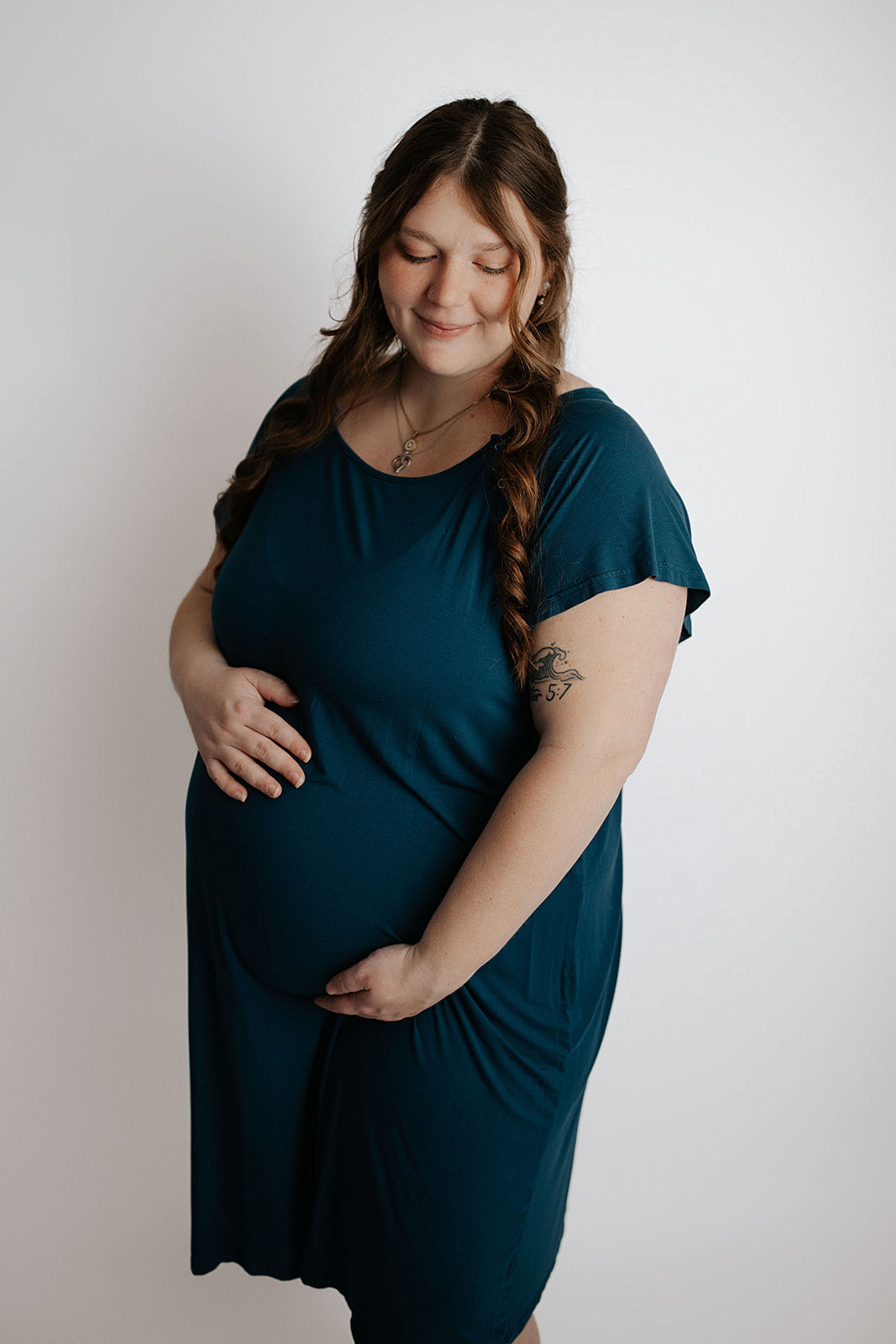 Plus Size Navy Blue Mommy Labor and Delivery Nursing Hospital Gown