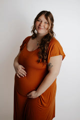 Plus Size Saddle Tan Mommy Labor and Delivery Nursing Hospital Gown