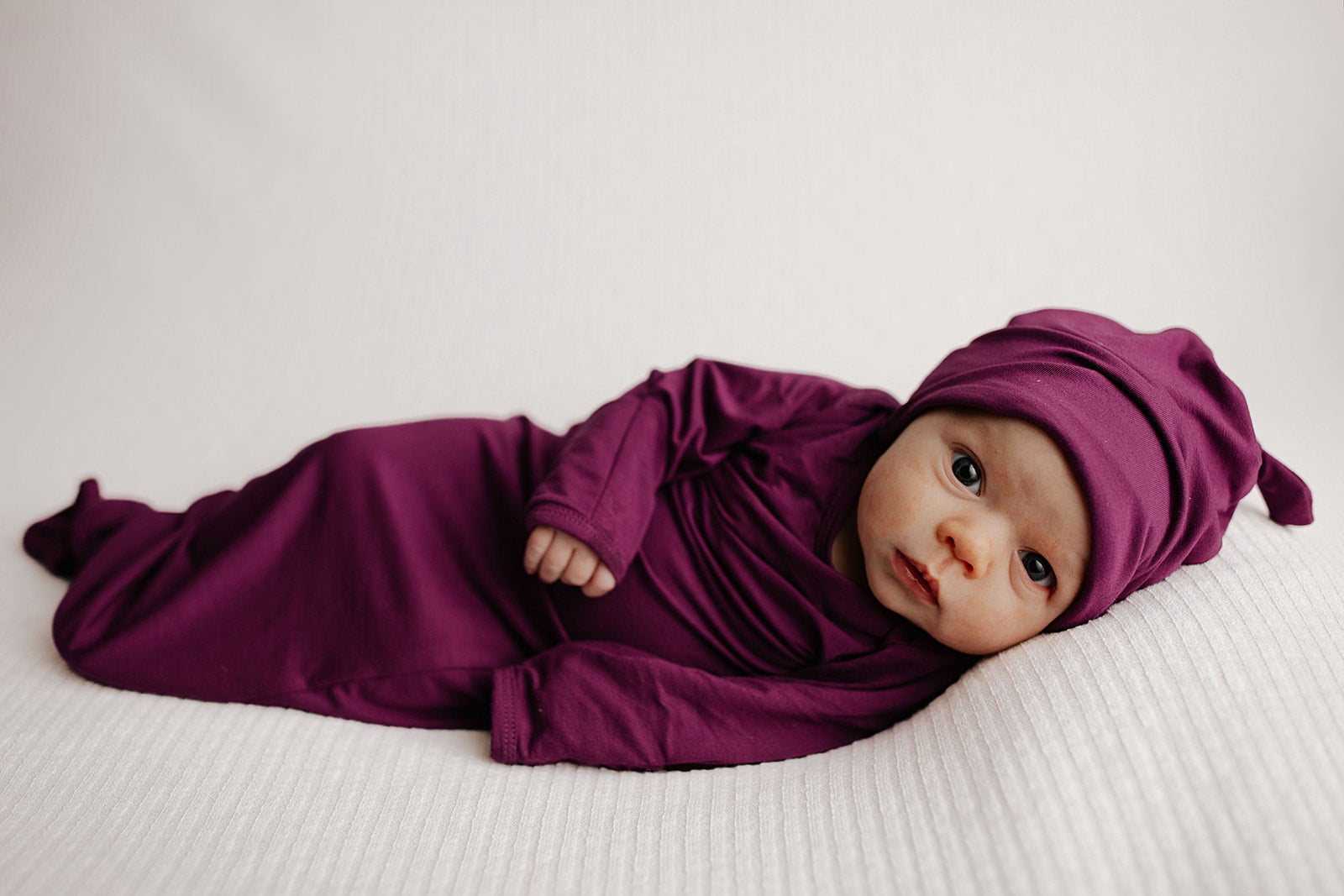 Plum Purple Knotted Newborn Gown