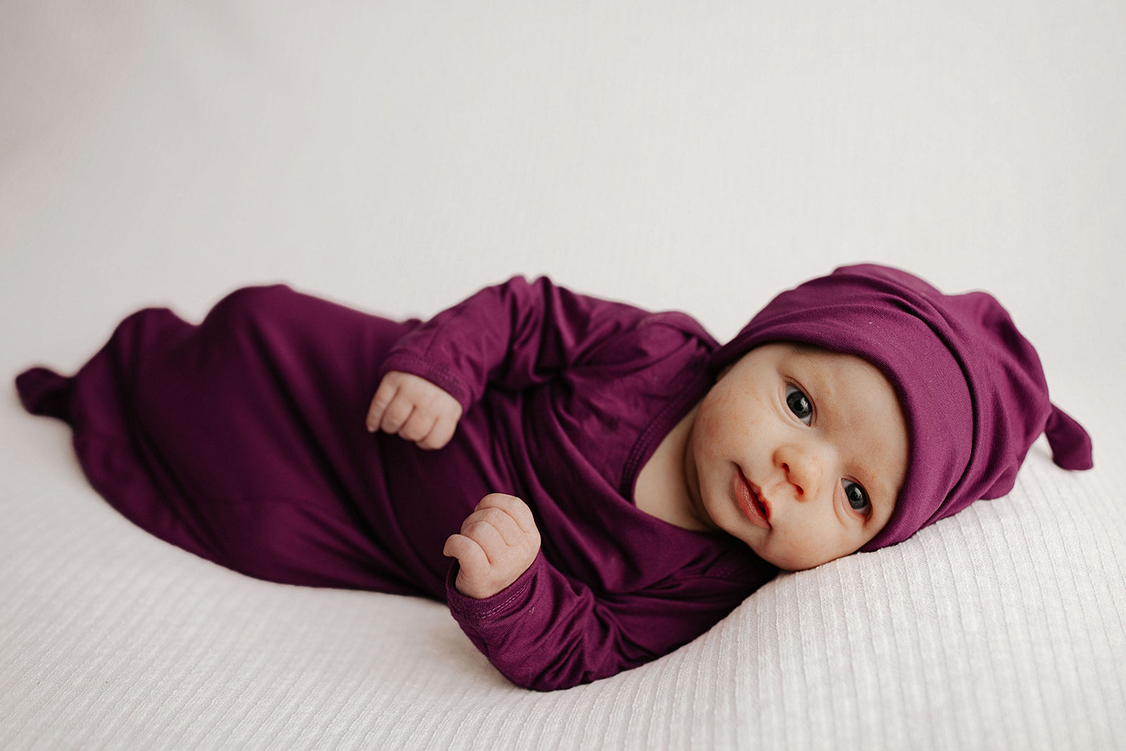 Plum Purple Knotted Newborn Gown