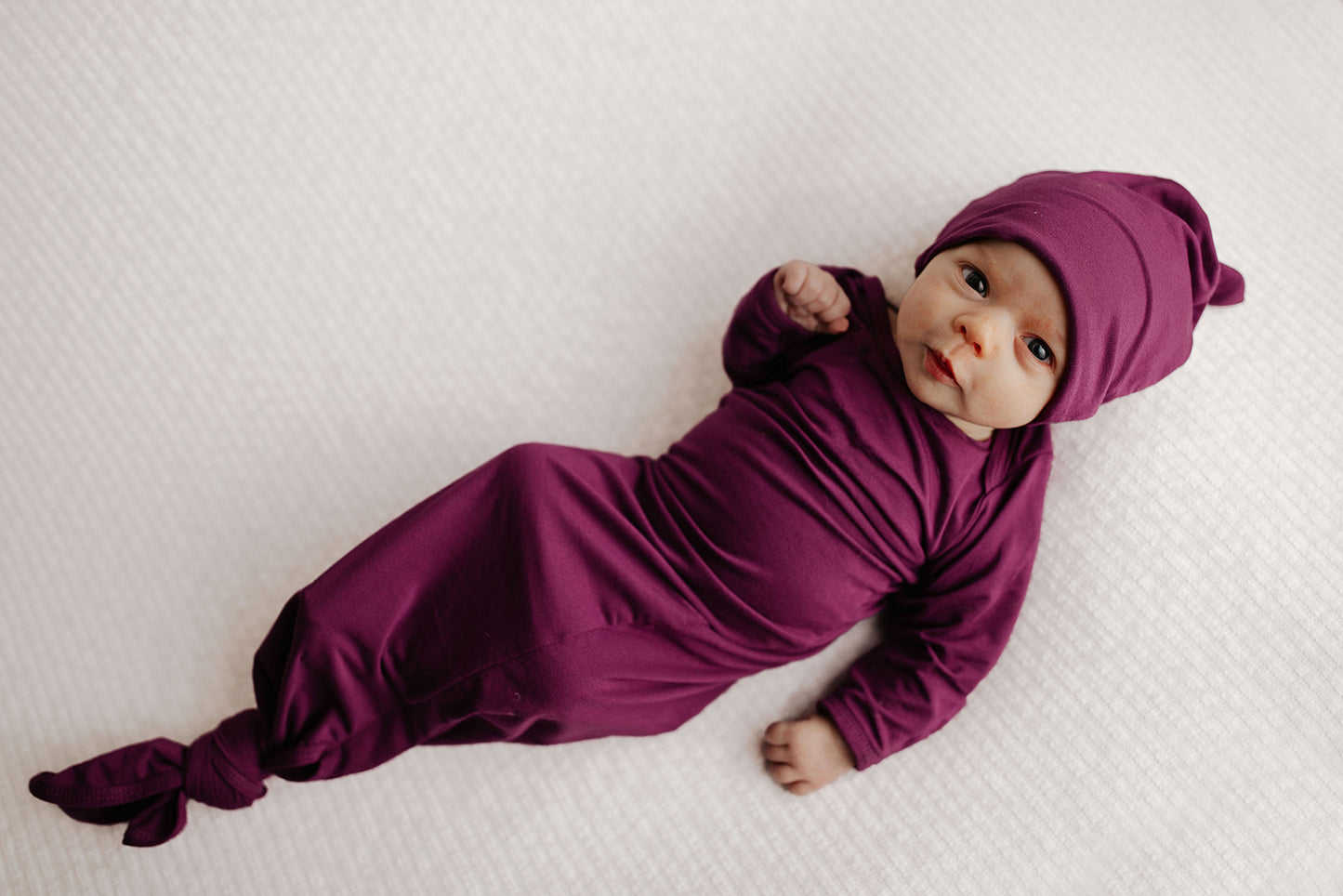Plum Purple Knotted Newborn Gown