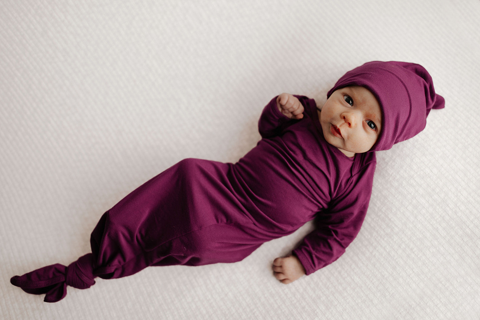 Plum Purple Knotted Newborn Gown