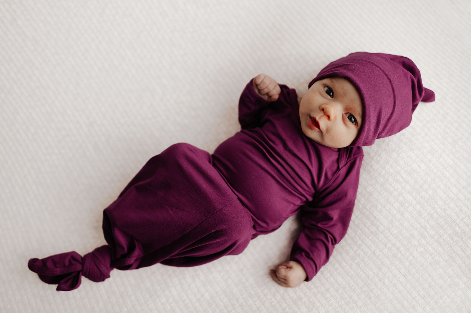 Plum Purple Knotted Newborn Gown
