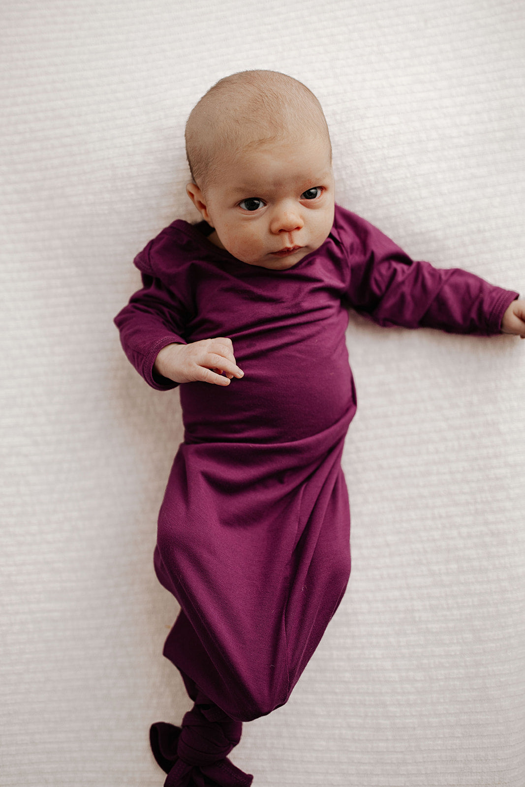 Plum Purple Mommy & Me Matching Labor Gown and Knotted Baby Gown