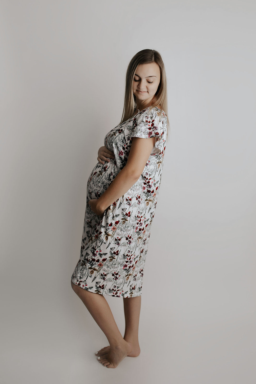 Three Little Tots Floral Mommy Labor and Delivery Nursing Hospital Gown, additional product photo