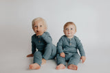 Storm Blue Baby Ribbed Playsuit with pockets
