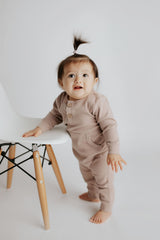 Mauve Baby Ribbed Playsuit with pockets