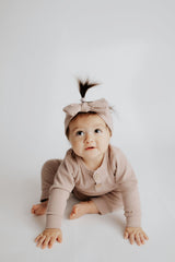 Mauve Baby Ribbed Playsuit with pockets