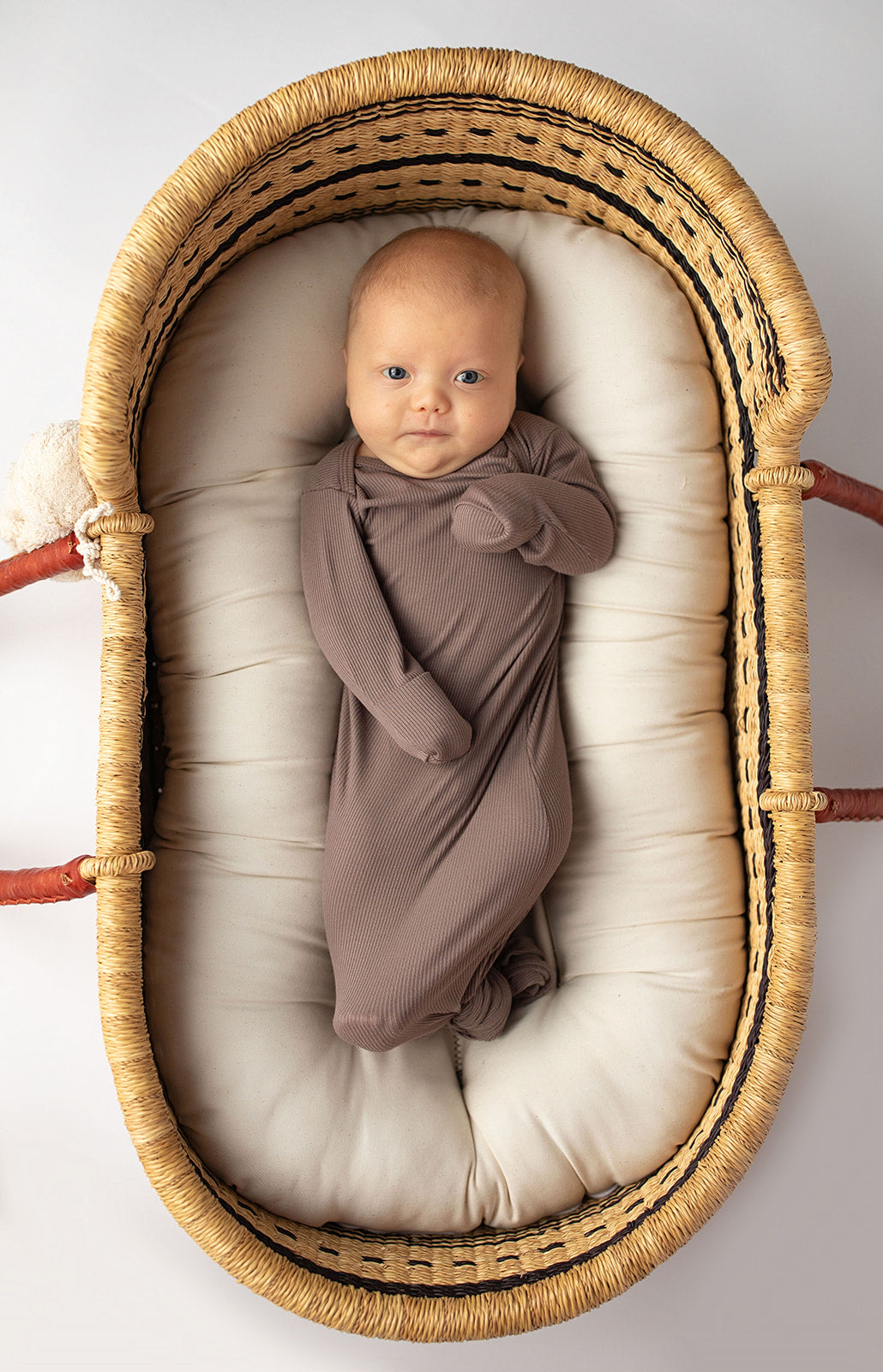 Ribbed Cocoa Brown Mommy & Me Matching Labor Gown and Newborn Knotted Baby Gown