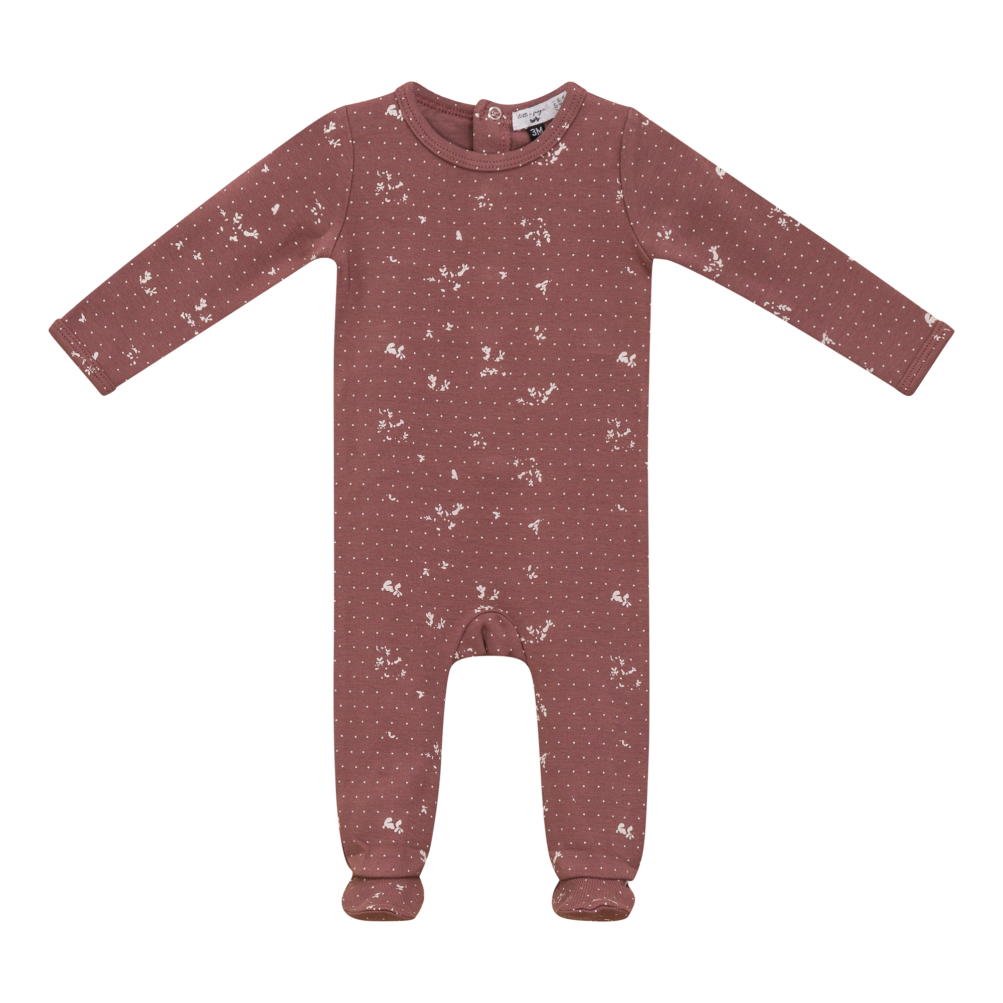 Baby onesie with a subtle pattern on a white background