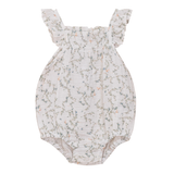 Crinkle Leaves and Bird Print Romper