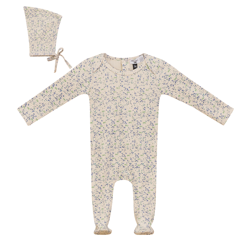 Flower Leaves Print Onesie and Bonnet