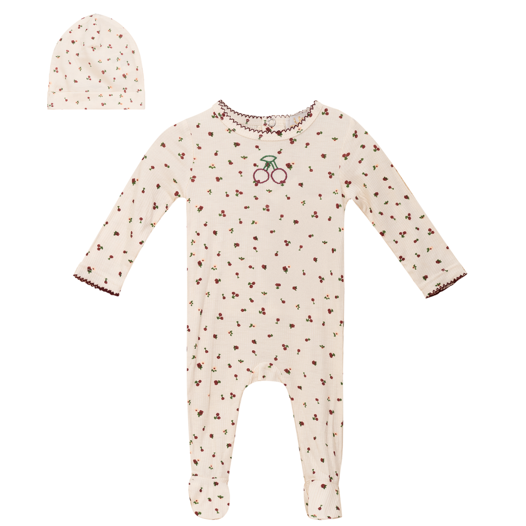 Cherry Print Onesie with Hat