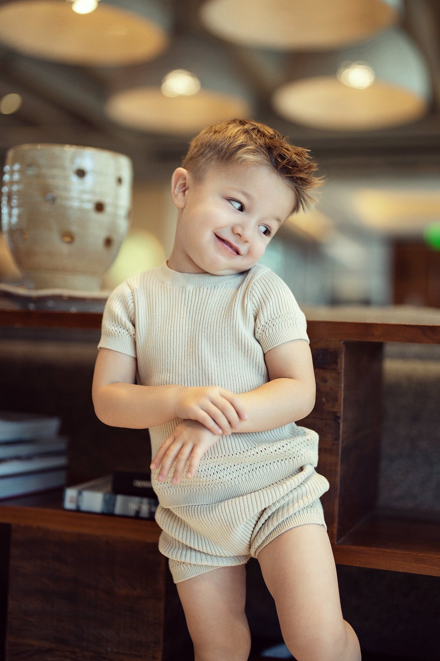 Rib Knit Shorts Set