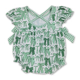 Short sleeves green bow girls St Patrick's romper