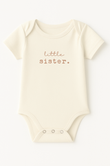 Three Little Tots Little Sister Clay Organic Cotton Short Sleeve Baby Bodysuit