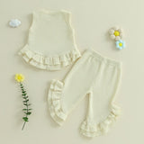Color Match Ruffle Tank Top and Bell Bottom Set
