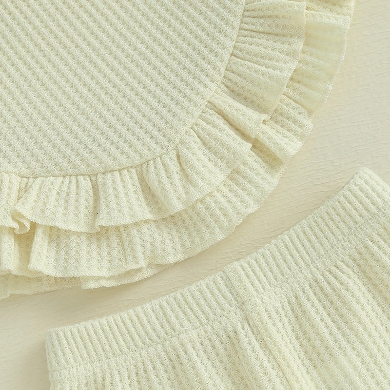 Color Match Ruffle Tank Top and Bell Bottom Set