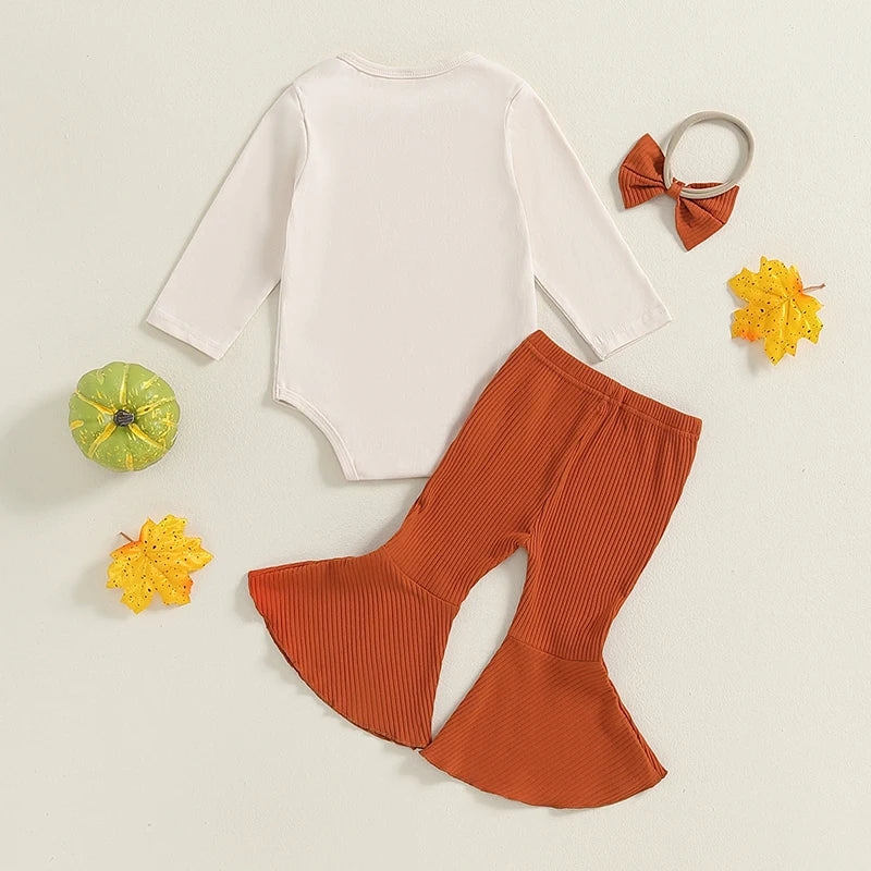 These Rolls Are Homemade Thanksgiving Onesie with Bell Bottoms and Headband Bow