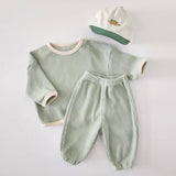 Comfy Long Sleeve Waffle Top and Pant Set
