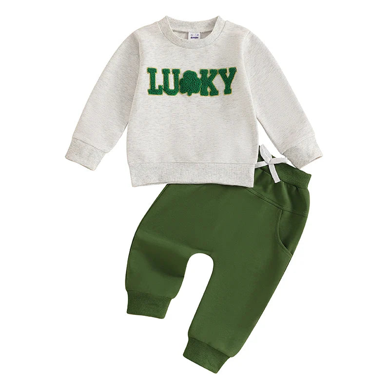 St. Patrick's Day Lucky Sweatshirt with Matching Bottoms