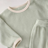 Comfy Long Sleeve Waffle Top and Pant Set