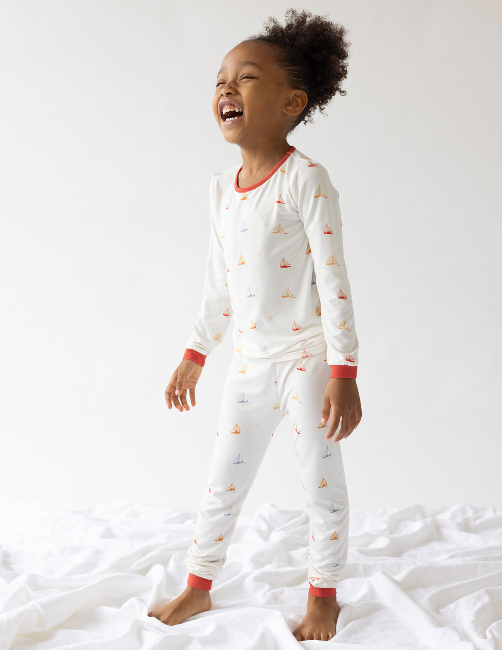 Three Little Tots Sailboat Bamboo Kids Pajama Set, additional product photo