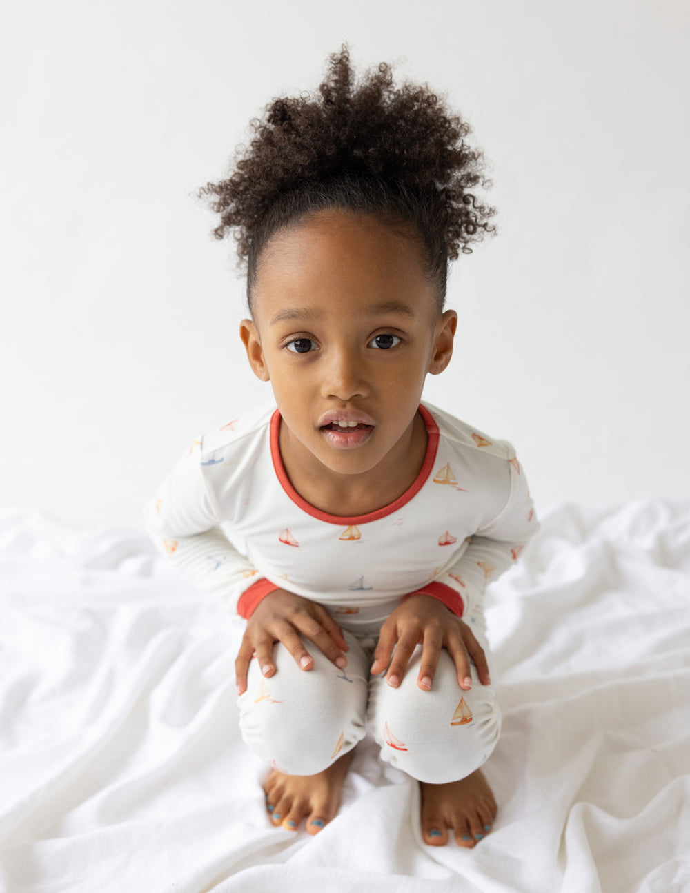 Three Little Tots Sailboat Bamboo Kids Pajama Set, alternate angle