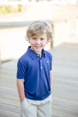 Three Little Tots Saltwater Boys Company - Navy Offshore Fishing Polo, alternate angle